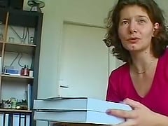 Vintage scene of a mature woman toying her pussy