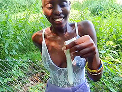 German black african teen at amateur outdoor pov fuck